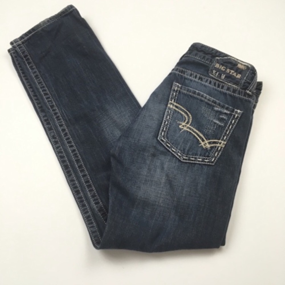 Big Star Dylan Boyfriend Mid Rise Medium Wash Denim Jeans Women’s Sz 27 Long